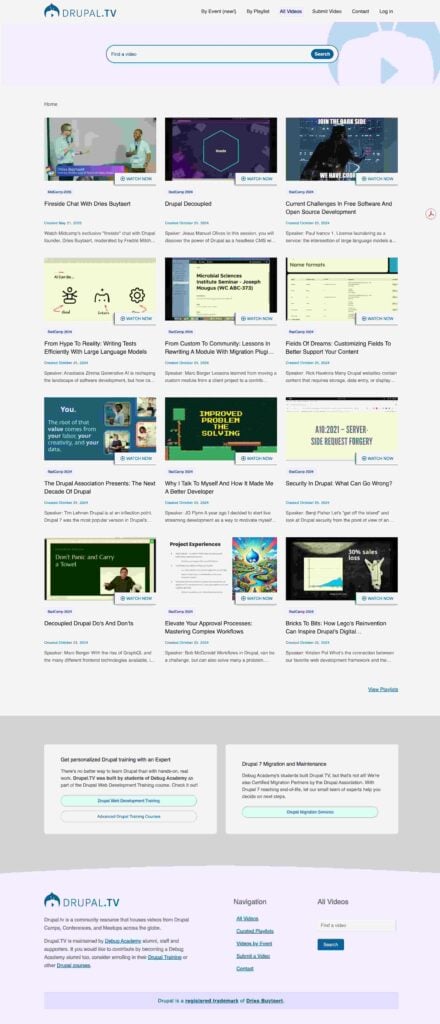 Drupal TV Homepage screenshot